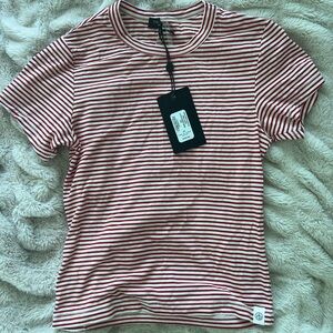 rag & bone Luca Red and White Striped Baby Tee